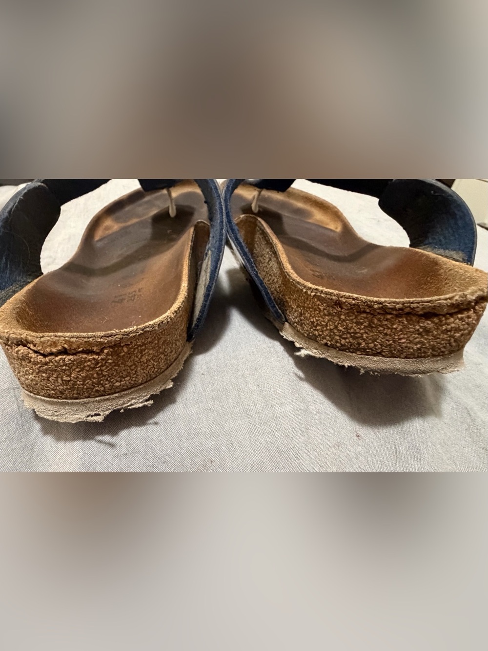 Well worn Birkenstock Navy Patent Buckle Sandals - Picture 6 of 8